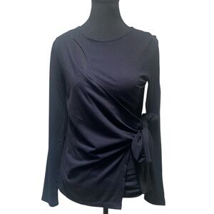 INC International Concepts Black Long Sleeve Top with Side Tie XS NWT